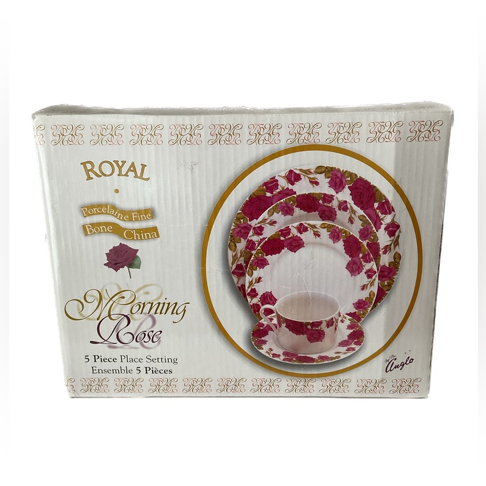 “Morning Rose” by Royal 5 Piece Place Setting Fine Bone China NIB